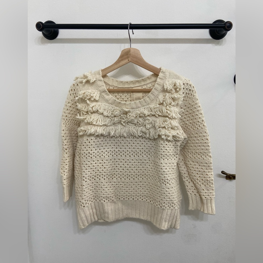 Anthropologie Far Away From Close Cream Knit Women's Sweater